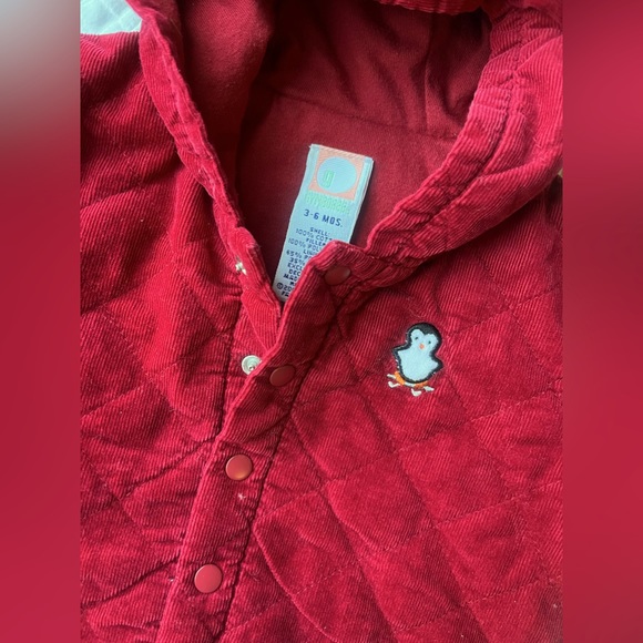 Vintage 90s baby 2 piece Red Quilted Corduroy Penguin Outfit : Jacket + Pants - Picture 15 of 16